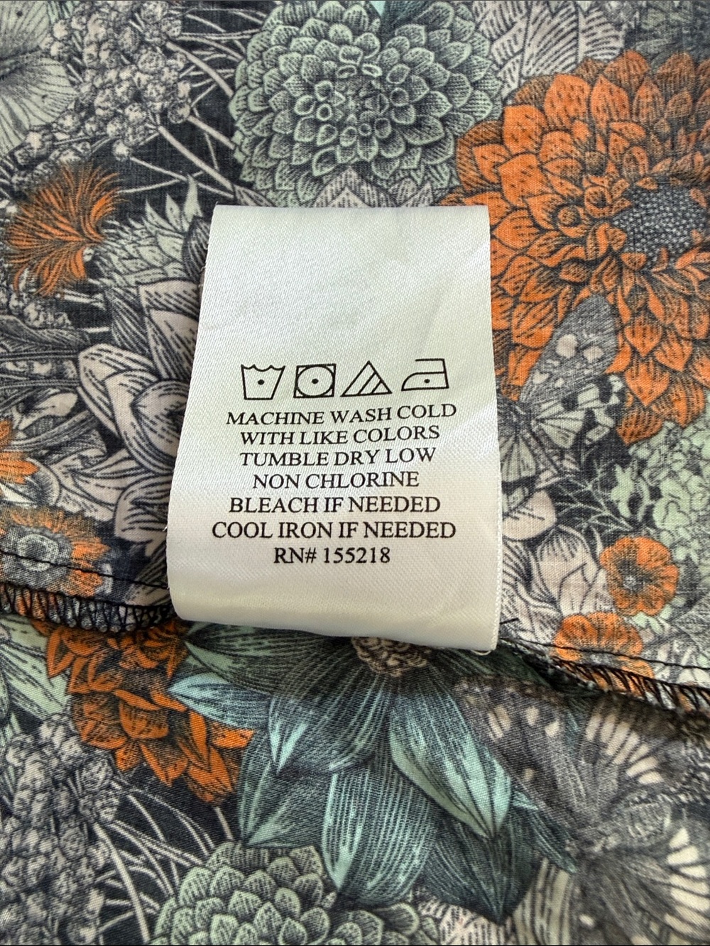 Wildfang Black Floral Button-Up Shirt with Teal, Orange & Yellow Accents - Picture 9 of 10